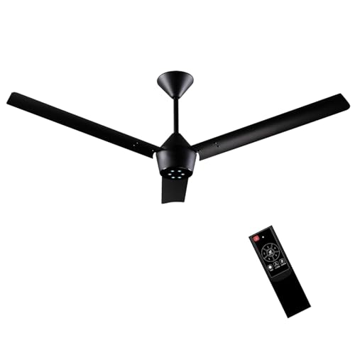 Image of LUKER JVLuker USA Radial 1200mm BLDC Ceiling Fans with Remote, BEE 5 star Rated Energy Efficient Ceiling Fan for Living Room, High Air Delivery, Black-Black-Black, 3 Yrs Warranty