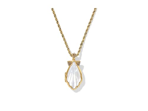 Kendra Scott Womens Alexa Locket Short Pendant Necklace Vintage Gold Ivory Mother Of Pearl One Size One Size