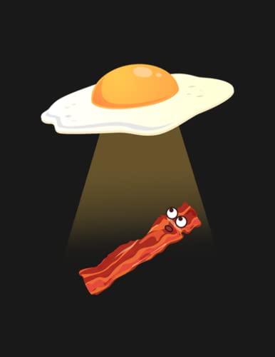 Kawaii Egg Flying Saucer Abducts Bacon With Tractor Beam Notebook: 8.5x11 inches 100 Pages Lined College Ruled Paper Journal Diary Planner