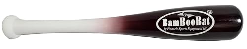 BamBooBat's One Hand Training Bat - 18 Inch Bamboo Wood - Perfect for Baseball and Softball Training and Drills for Improved Batting Swing Technique Hand Eye CoordinationWhite Handle/Maroon