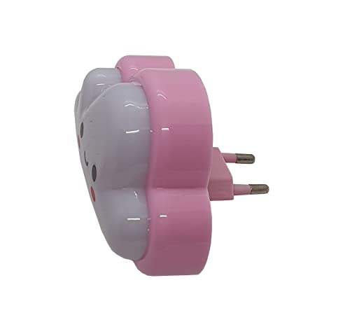 Mini Abajur de Tomada Luminária Infantil C/ Formato de Nuvem (Rosa)