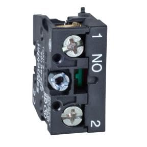 Schneider Electric ZB2BE101 Harmony XAC Add-On Single Contact Block for Industrial Machines and Manufacturing, Screw Clamp Terminal, Spring Return, 1 Speed, Front Mounting, 1NO