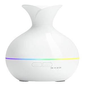 Essential Oil Diffusers for Home, 300ml Portable Small Aromatherapy Diffuser, Ultrasonic Diffusers for Essential Oils, Auto Shut-Off 4 Timers 15 Colors for Office Home (Pure White)