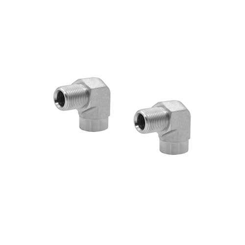 Image of (2-PACK) 5502-06-06 Hydraulic Hose Adapter Fitting 3 /8 inch Male (3 /8 inch-18NPTF) x 3 /8 inch Female (3 /8 inch-18NPTF) 90 Street Elbow SAE Pipe Joints Connector Carbon Steel