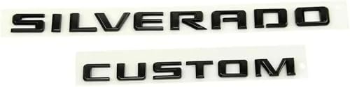 Image of 2pcs Replacement for 2019-2023 Silverado Custom Rear Tailaget Letter Emblem Badge 3D Decal Nameplate (Gloss Black)