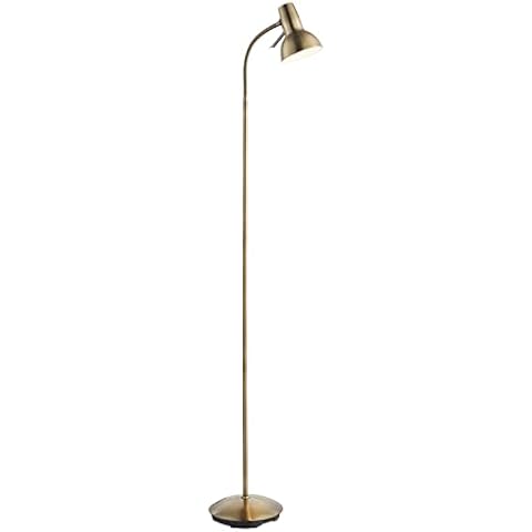 Amalfi Standing Floor Lamp - Antique Brass Finish - Flexible Gooseneck Task Floor Reading Lamp - Rocker On/Off Switch - Tall Indoor GU10 LED Floor Lamp Cover