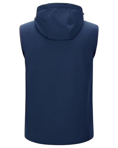 Image of 33,000ft Men's Lightweight Softshell Vest Hooded Outerwear Zip Up Fleece Lined Windproof Sleeveless Jacket for Golf Running