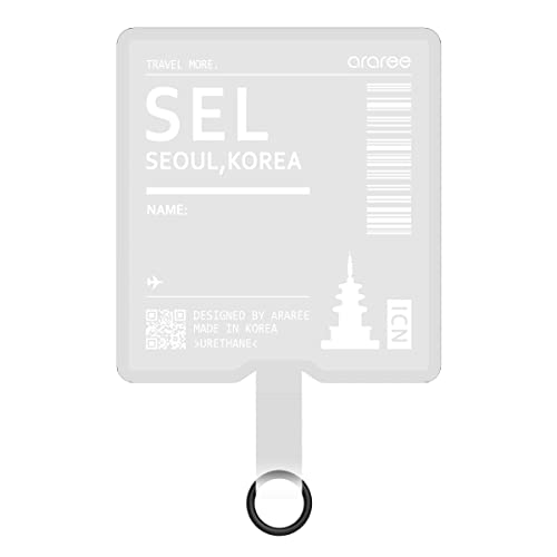 araree Travel More, Phone Lanyard Part for Phone Strap, Universal Phone Tether Tab Without Adhesive with Safety Lanyard Patch Featuring Air Flight Ticket Boarding Pass Design (1 Unit) - SEL Clear