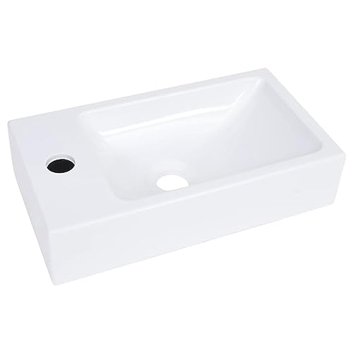 Homgoday Lavabo 400x220x90 mm SMC Blanc, Vasque à Poser, Lavabo de Salle de Bain Évier de...