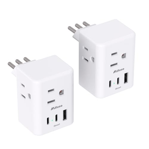 Image of 2 Pack Italy Travel Plug Adapter, Type L Power Adapter for Chile, Cuba, Ethiopia, Libya, San Marino, Syria, Uruguay, Vatican City, Travel Essentials