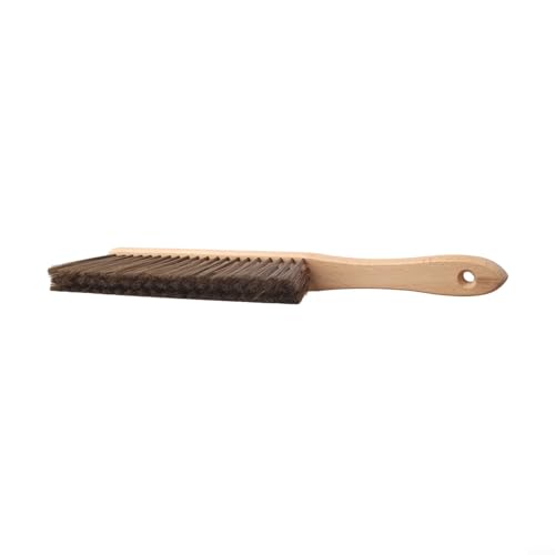 Cepillo para chimenea, mango de madera de 36 cm, cepillo de chimenea para limpieza de cenizas y hollín, herramienta de barrido de rejilla de fuego