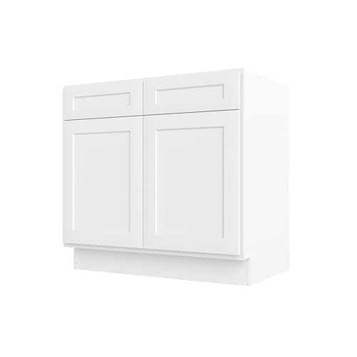 Image of Furinno Shaker Bath Vanity Cabinet Without Top, Ready to Assemble, 21 D x 36 W x 34.5 H, White