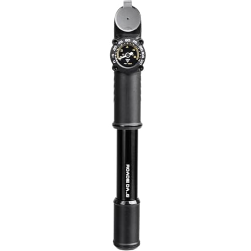 Topeak Roadie DA Mini Bomba Negro con cuerpo de aluminio duradero y medidor de presión analógico