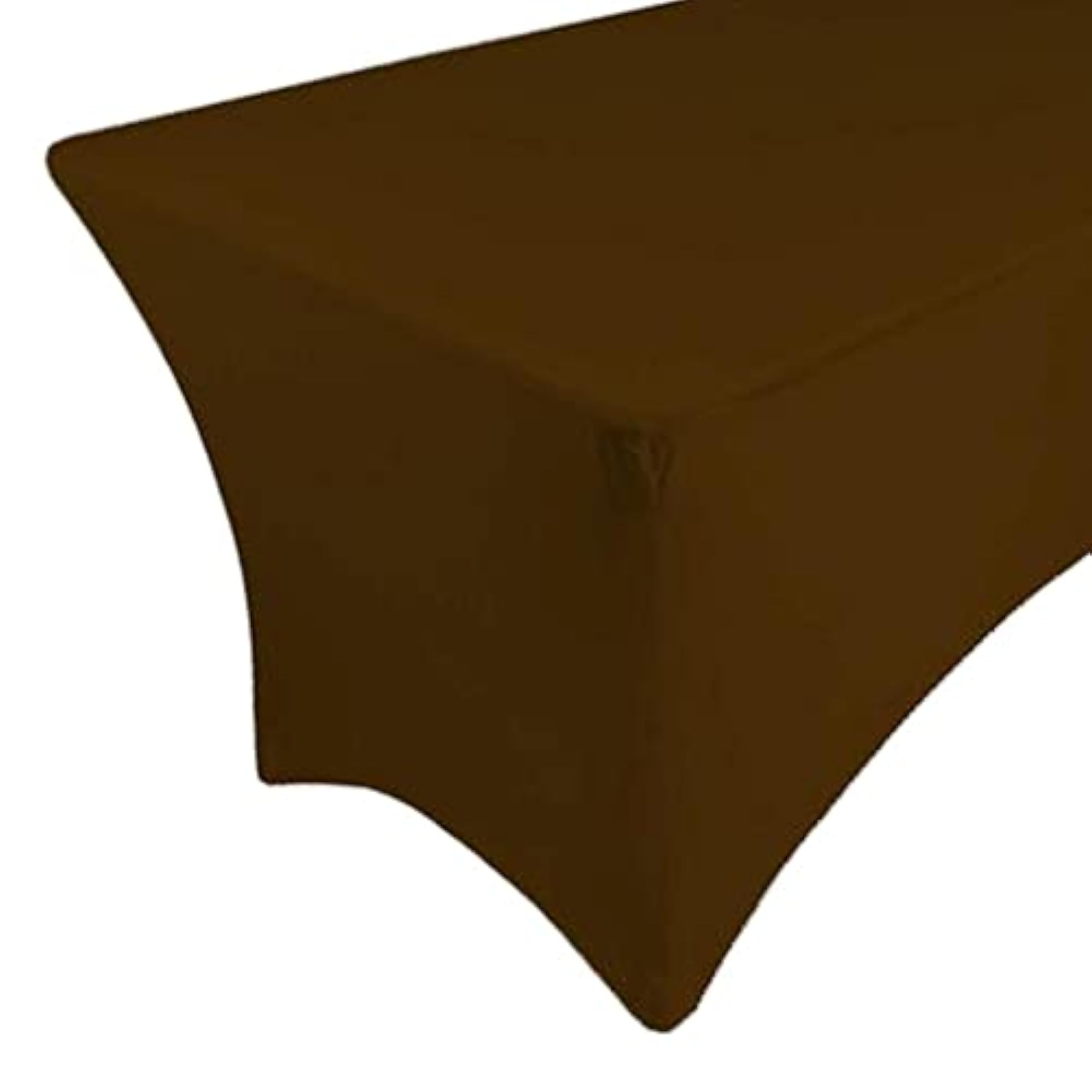 Fitted Polyester Tablecloth Rectangular Stretch Table Cover Dark Coffee