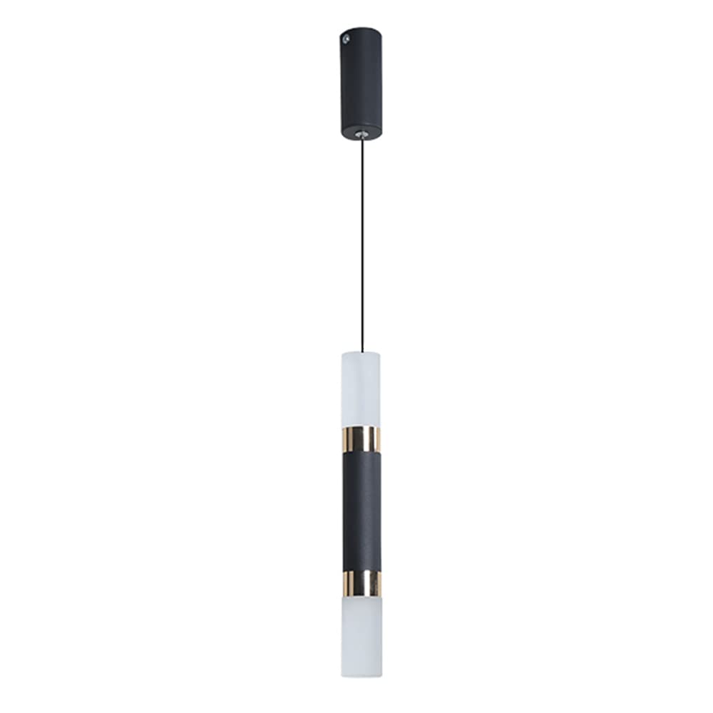 Lámpara colgante LED negra cilíndrica de tubo largo para iluminación de techo en restaurantes