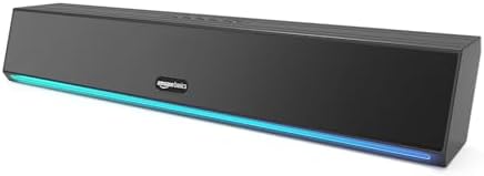 amazon basics X20G 16W Bluetooth Soundbar with 2000mAh Battery | 2X Bass | Up to 7 hrs of Playback | RGB Lights | Bluetooth 5.3, Aux & USB Connectivity (Black)