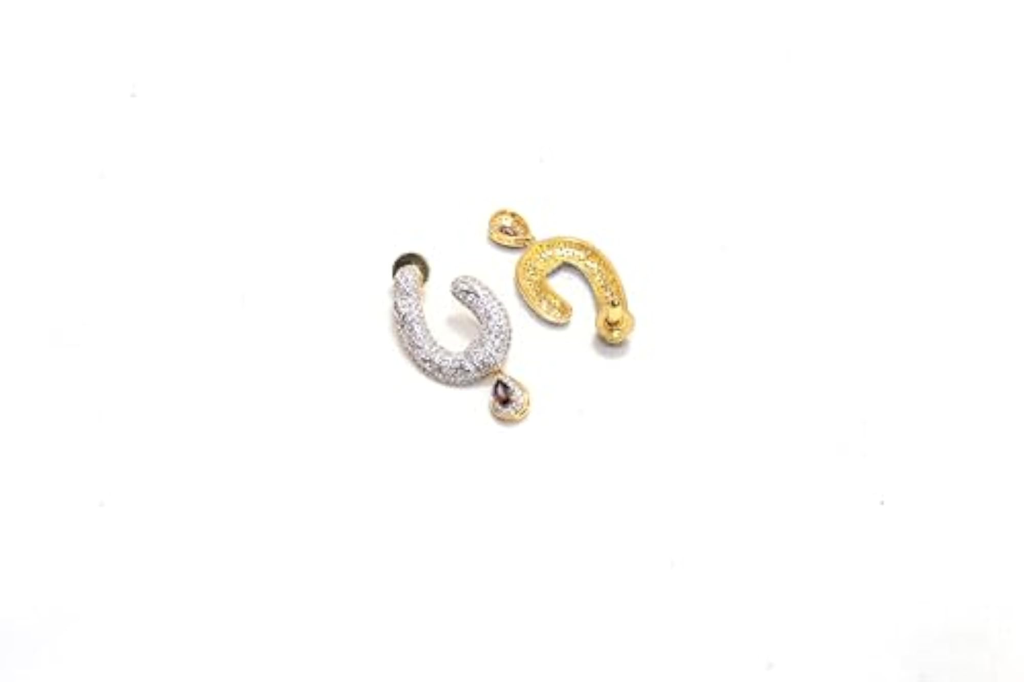 Women's Handmade Gold Rhodium Dangle Earrings with CZ Stone