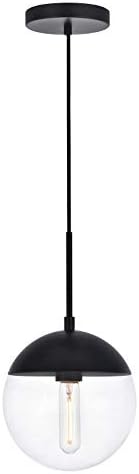 Eclipse 8 Inch 1-Light Pendant in Black & Clear