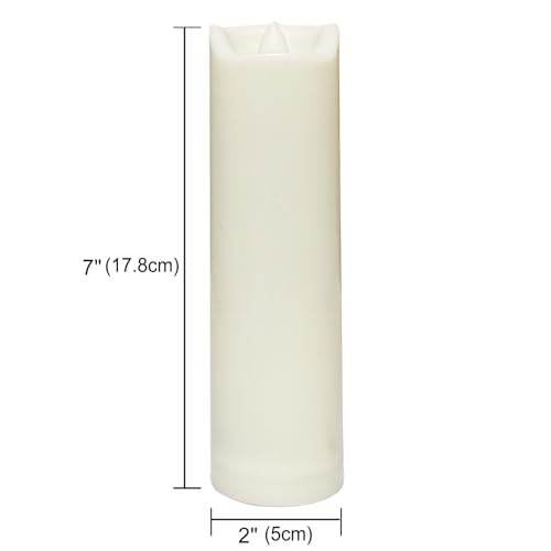 Image of CANDLE CHOICE Waterproof Outdoor Battery Operated Flameless Candles with Auto Timer Flickering Plastic Resin Electric LED Slim Pillar Lights for Lantern Patio Garden Wedding Decorations 2 inchx7 inch 2 Pack