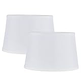 GABORI Medium White Lamp Shades Set of 2, Large Drum Lampshades for Table Lamp and Floor Light, Fabr