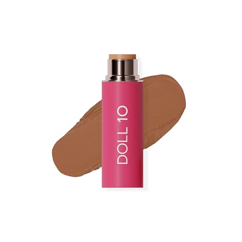 DOLL 10 NO. Peptide Blur Stick Foundation, Medium Buildable Coverage, Soft-Focus Pore Blurring, Hydrating Foundation for Mature & Textured Skin, Clean Beauty Makeup 0.29 oz – (Light/Medium)