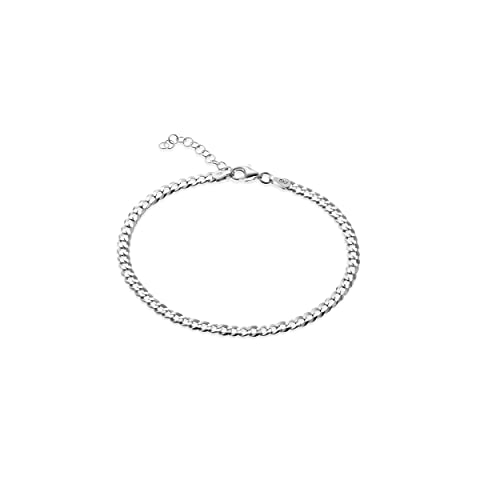 Quadri - Pulsera de mujer de plata 925 - Cadena Cuban diamantada ancho 3,5 mm para hombre niña niño - longitud 18 cm extensión de 2,5 cm - Made in Italy, Plata de ley Cover