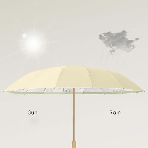 Parapluie pliant triple compact et portable style uni avec 16 baleines coupe-vent