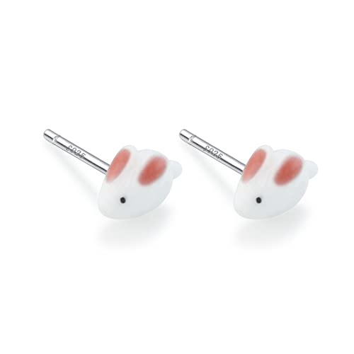 ピアス Silver925 シルバー うさぎ 兎 白兎 陶器 アレルギー対応 プレゼント ギフト 贈り物 アクセサリーケース付き