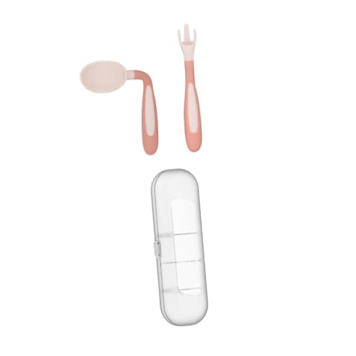 VANZACK 1 Set Adorable Forks Spoons Durable Smooth Edges for Tender Gums for Weaning Easy to Hold Design Blush Pink with Storage Box