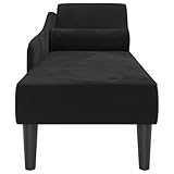 IKAYAA Chaiselongue Samt, Recamiere mit Schlaffunktion, Indoor Lounge Sofa mit Armlehne und Lendenkissen, Recamiere für Wohnzimmer, Schlafzimmer und Büro, Schwarz