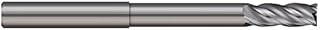 Micro 100 VLRM-060-4 Corner Radius End Mill, 6 mm Cutter Dia, 8 mm LOC, 0.5 mm Corner Rad, 30 mm Reach, 5.49 mm Neck Dia, 4 Fl, 6 mm Shank Dia, 75 mm OAL, Uncoated