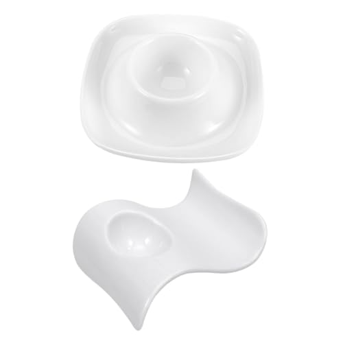 GRIRIW 2pcs Ceramic Egg Cup Hard Egg Kitchen Egg Cup Egg Tray Holder Porcelain Egg Cup Breakfast Egg Holder Pottery Egg Holder Breakfast Egg Cups Egg Container Egg Cup Dish Ceramics White