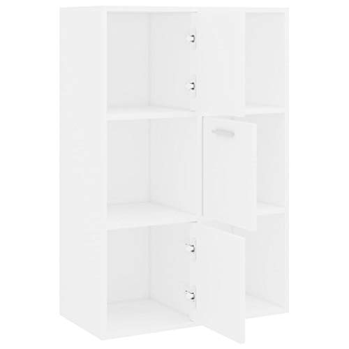 Festnight Lagerschrank mit 3 Offenen Würfeln und 3 Würfeln mit Türen Flügeltürenschrank Schrank Mehrzweckschrank Lagerschrank Aktenschrank Weiß 60 x 29,5 x 90 cm Spanplatte