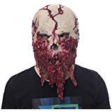 MOLEZU Zombie Mask with Hair Scary Walking Dead Creepy Halloween Costume Party Latex Horror Props