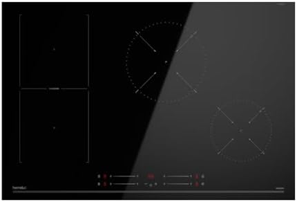 Hermitlux Recessed 4-Burner Induction Hob, 77 cm, 7000W, Flex Zone, 9 Power Levels, Booster Function, Timer, Safety Lock