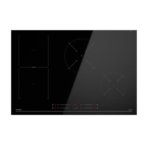 Hermitlux Plaque à Induction 4 Feux Encastrable, 77 cm, 7000W, Flex Zone, 9 Niveaux de Puissance, Fonction Booster, Minuteur, Verrouillage Enfants