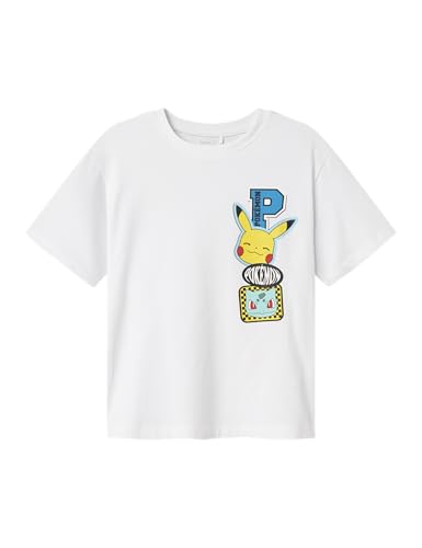 NAME IT Camiseta para niño Pokémon, Blanco Brillante, 122-128
