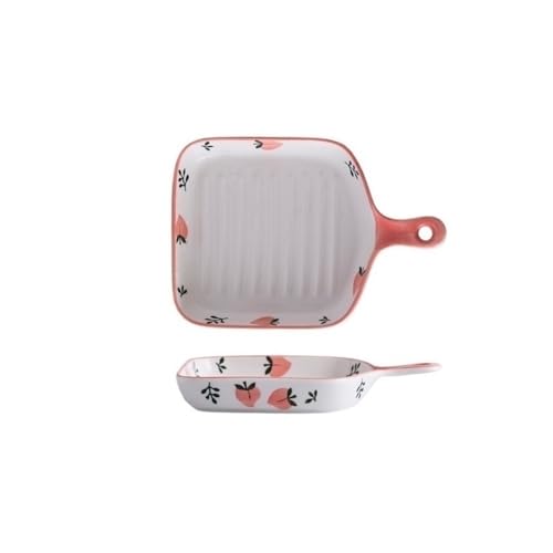 Plaque de cuisson rectangulaire céramique peinte à la main 300ml pour four