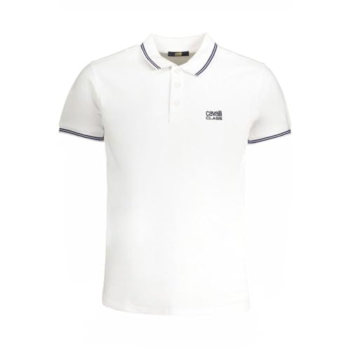 Polo Cavalli Class homme blanc coton chic et décontracté à manches courtes