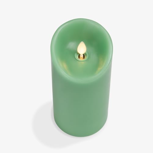 Image of Luminara Flameless LED Battery Operated Flickering Pillar Moving Flame Candles (Vibrant Green, 3 inch x 6.5 inch)