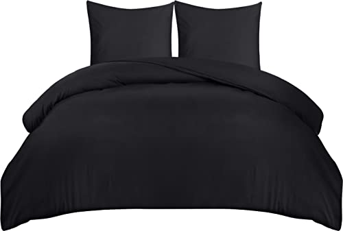 Utopia Bedding Housse de Couette 220x240 cm avec 2 Taies d'oreiller 65x65 cm (Noir) - Parure de lit 220x240 cm - Ensembles de Housses de Couette en Microfibre brossée Douce