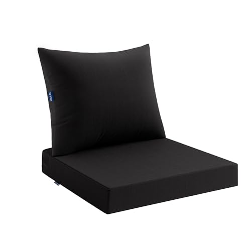 MIULEE Black Outdoor Chair Cushion 22x22 Inch for Patio Furniture