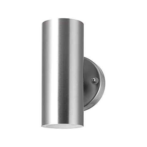 Kerry Outdoor Lights, 8W 3000K LED Outside Lights Mains Powered, Up and Down Silver Stainless Steel Lamp, IP44 Exterior Wall Mounted Sconce, Wall Wash Lighting for Garden, Front Door, Patio, Porch Cover