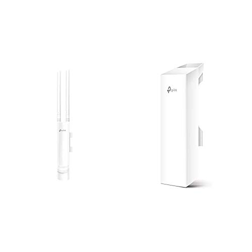 TP-Link EAP110-Outdoor Punto de Acceso (inalámbrico, para Exteriores, Resistente al Agua, Ideal para Wi-Fi de jardín) + CPE210 CPE de Exterior de 9dBi en 2.4GHz a 300Mbps