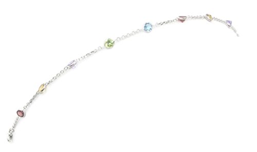Sophia Fine Jewelry Multi-Color Gemstone 7" Bracelet,14k White Gold Cable Chain with Lobster Lock3
