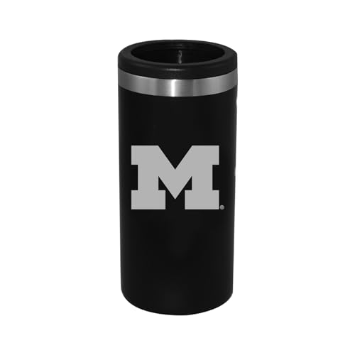 The Memory Company Officially Licensed Personalized 12oz Black Stainless Steel Slim Can Holder,MH - University of Michigan