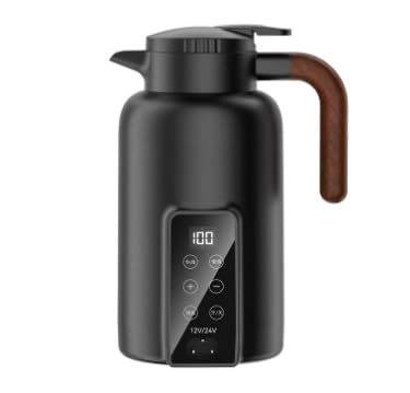 車載電気ポット 電気ケトル 温度調節携帯旅行用急速車用湯沸し器 カーヒーター ヒーティング 循環急速加熱 25℃〜100℃ カー用&トラック用DC12V/24V兼用 暖房?保温 湯ボルト 電気温水カップヒーター 車中泊 液晶温度表示 真空断熱 360°漏れ