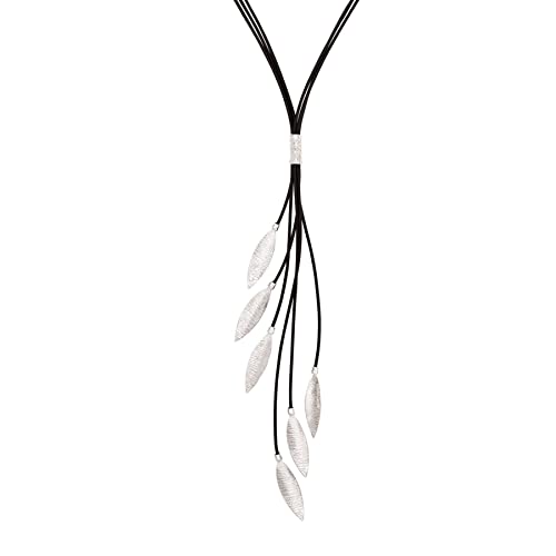 Silpada 'Layered Leaf' Multi-Strand Necklace in Genuine Leather & Sterling Silver