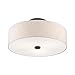 Livex Lighting 52135-92 Meridian Collection 3-Light Semi Flush Mount Ceiling Fixture with Oatmeal Color Fabric Hardback Drum Shade and Satin White Diffuser, English Bronze