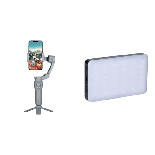 Rollei Steady Butler Mobil 3 SE, Kleiner, Leichter, zusammenklappbarer Smartphone Gimbal & Lumis Compact RGB, kleine RGB Dauerlicht mit 360 Farben und tollen Lichteffekten